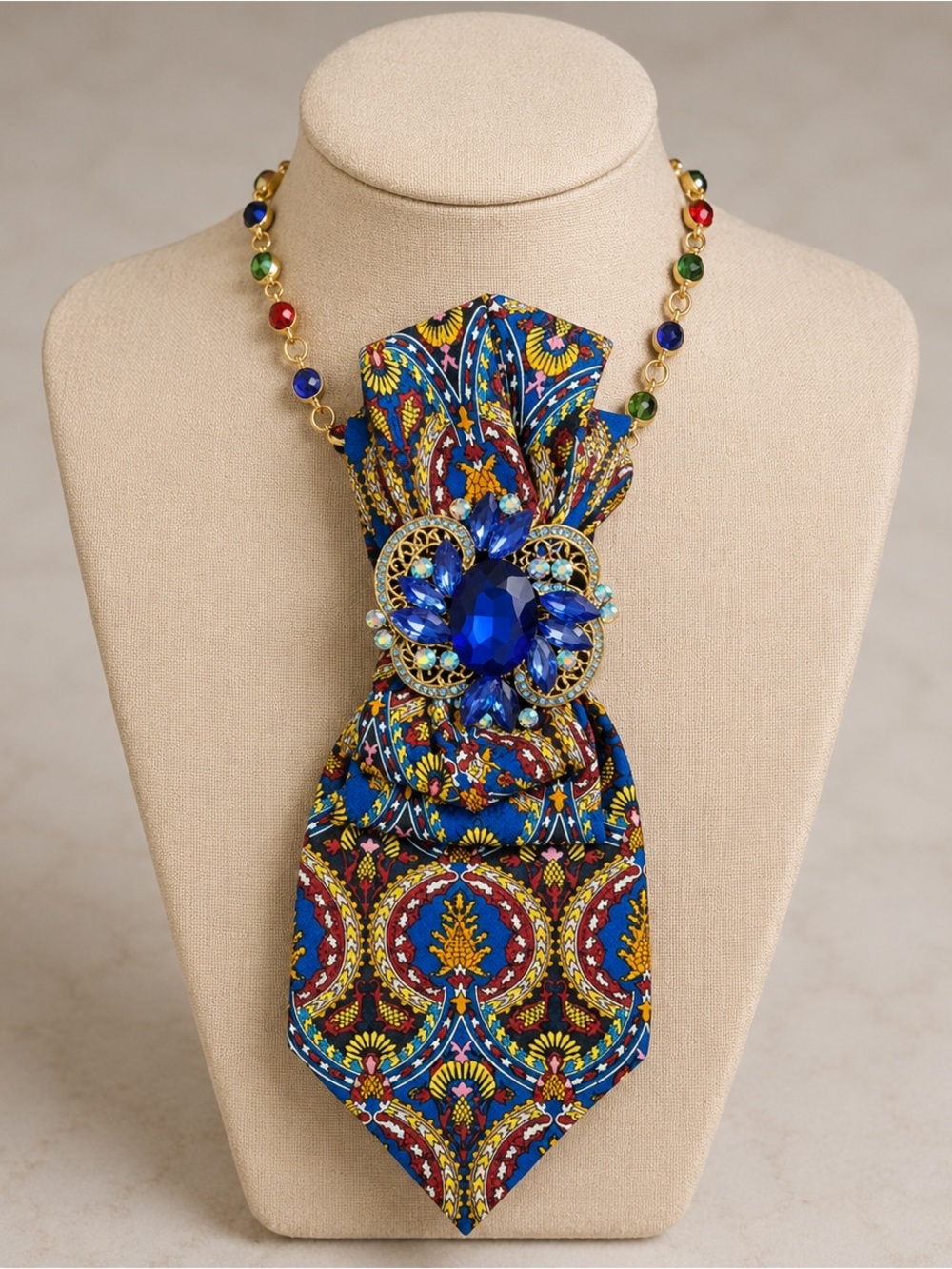 Necktie Necklace | Rush Limbaugh Tie | Blue Brooch | Neck Nouveau